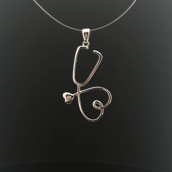 925 Sterling Silver Pendant Stethoscope - Picture 6 of 6